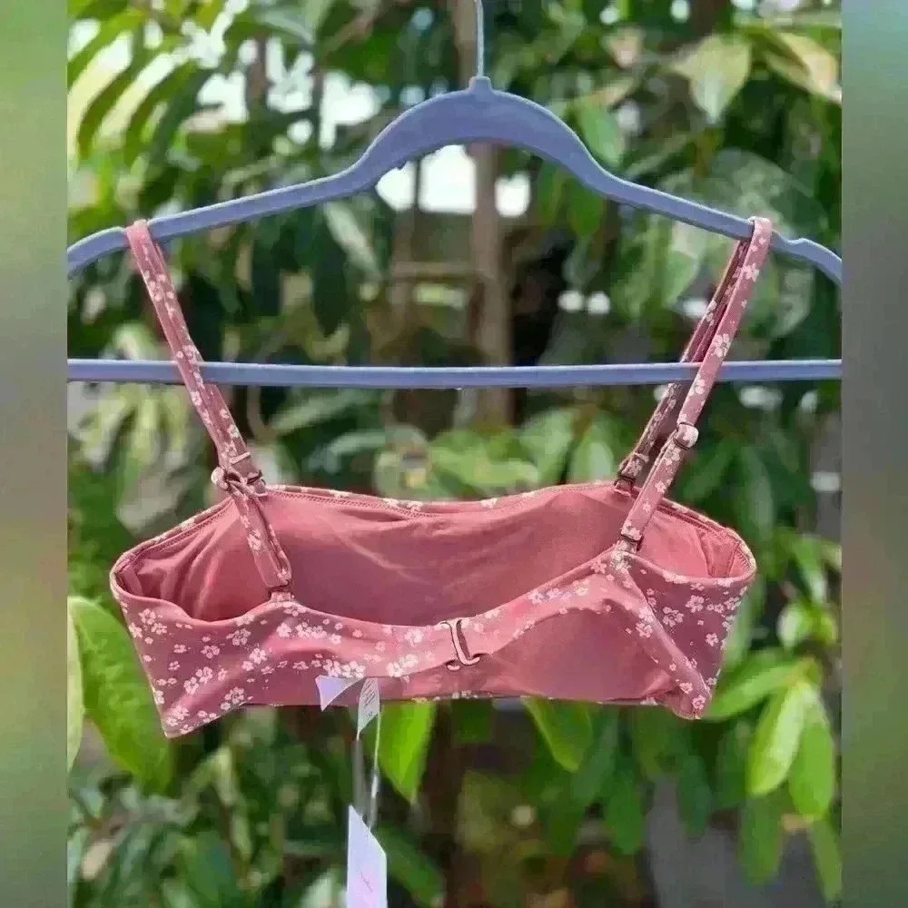 $70 Andie Swim Bora Bora‎ Top Ditsy Floral Rose Pink Size Feminine Girly Dainty - Picture 3 of 4